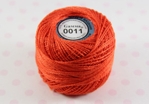 Пряжа Ирис 100% хлопок 10г 82м №0011 оранжево-красный