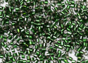 Бисер Чехия рубка 10/0 50г 57620 зеленый, серебряная линия внутри