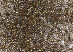 Бисер Япония круглый 15/0 10г 0262 хрусталь/золото, окрашенный изнутри